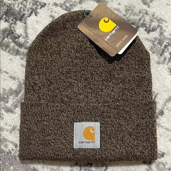 CARHARTT Brown Cuff Knit Beanie with Center Logo - Picture 5 of 10